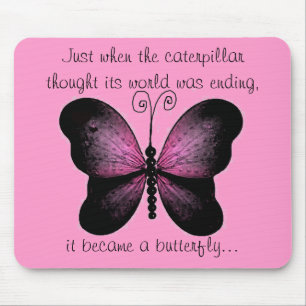 Tapis de souris rose et noir de papillon