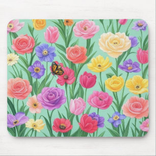 Tapis De Souris Rose florale colorée/printemps