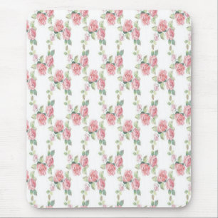 Tapis De Souris Rose Florale Rose Chic Usé