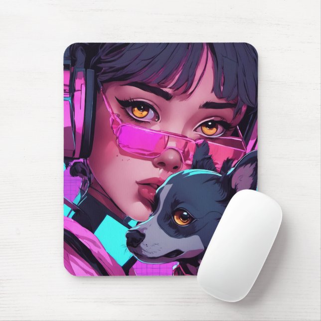 Tapis De Souris Rose fluo- (Avec souris)