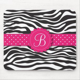 Tapis De Souris Rose Girly de poster de animal de monogramme