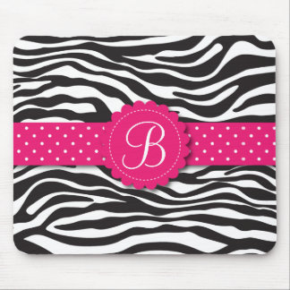 Tapis De Souris Rose Girly de poster de animal de monogramme