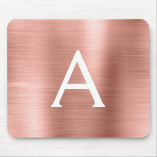 Tapis De Souris Rose Gold Blush Pink Foil Nom du monogramme