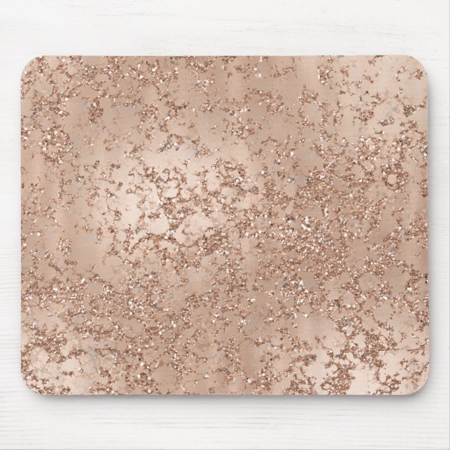 Tapis De Souris Rose Gold Blush Pink Glam Sparkle Crackle Chic (Devant)