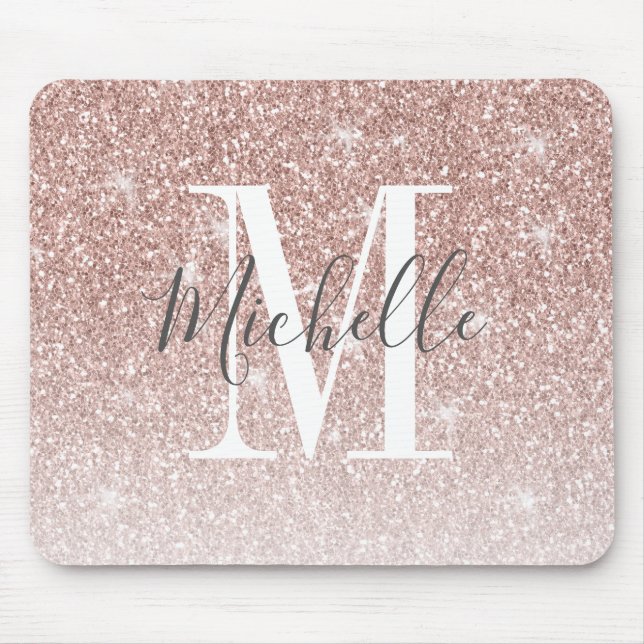 Tapis De Souris Rose Gold Blush Pink Parties scintillant Étincelle (Devant)