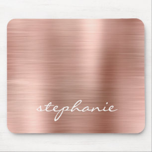 Tapis De Souris Rose Gold Faux brossé Métal personnalisé
