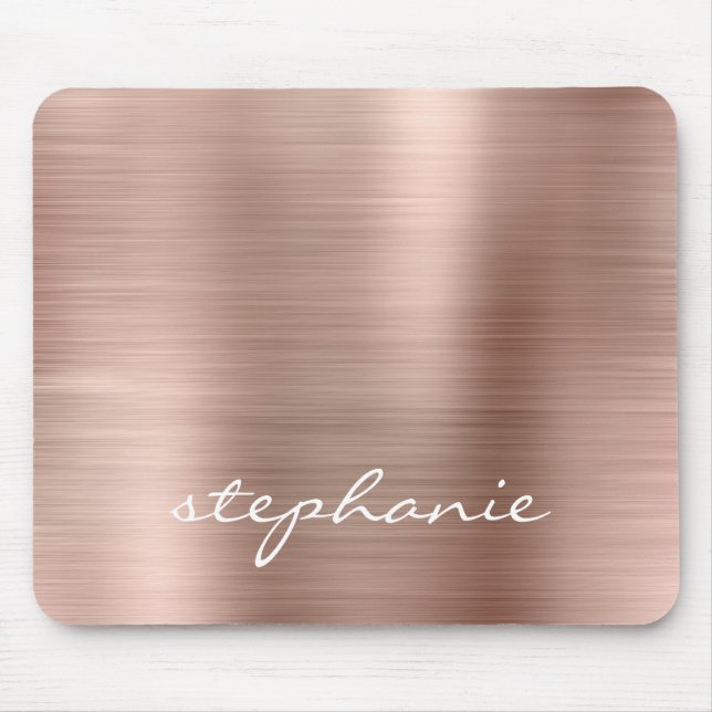 Tapis De Souris Rose Gold Faux brossé Métal personnalisé (Devant)