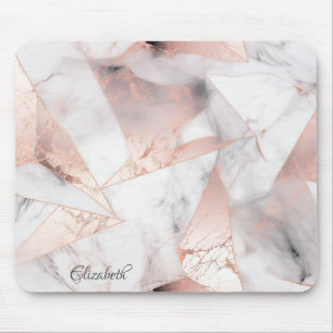 Tapis De Souris Rose Gold Géométrique Marbre Tendance
