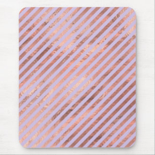 Tapis De Souris Rose Gold Glamour et Rayures Lavande