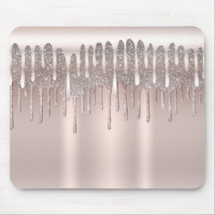 Tapis De Souris Rose Gold Icy Pink Diamant Paillette Étincelante G