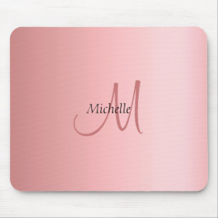 Tapis De Souris Rose Gold Modèle tendance Monogramme élégant