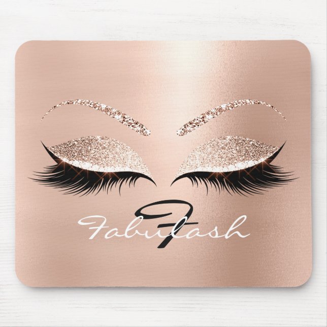 Tapis De Souris Rose Gold Parties scintillant Monogramme Nom Beaut (Devant)
