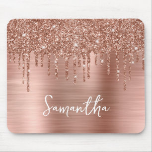 Tapis De Souris Rose Gold Parties scintillant Nom de glam