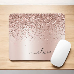 Tapis De Souris Rose Gold - Parties scintillant rose pâle Nom du m