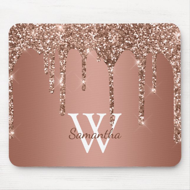 Tapis De Souris Rose Gold Parties scintillant Sparkle Drift Nom du (Devant)