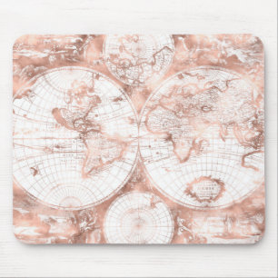 Tapis De Souris Rose Gold Pink MetParties scintillant Carte du mon