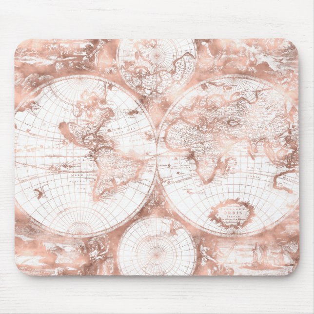 Tapis De Souris Rose Gold Pink MetParties scintillant Carte du mon (Devant)