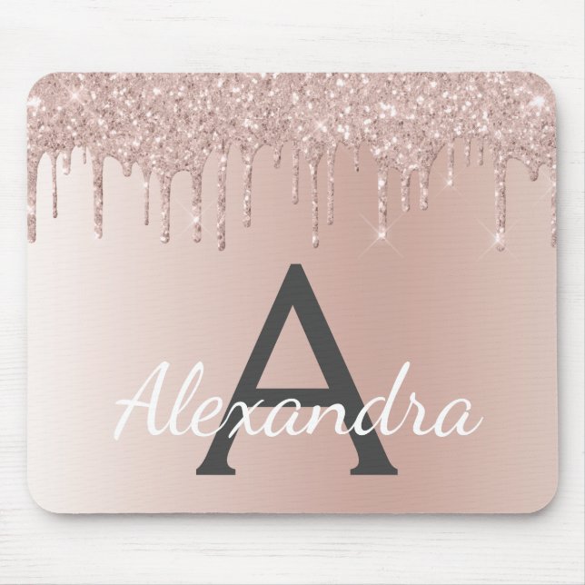 Tapis De Souris Rose Gold - Pink Sparkle Parties scintillant Nom d (Devant)