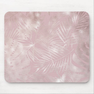 Tapis De Souris Rose Gold rose Botanique Tropical Palm Tree Feuill