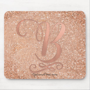 Tapis De Souris Rose Gold Rose Glamour Lettre Initiale B Nom Perso