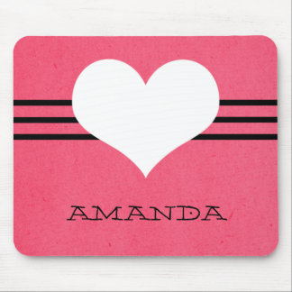 Tapis De Souris Rose moderne Coeur Mousepad