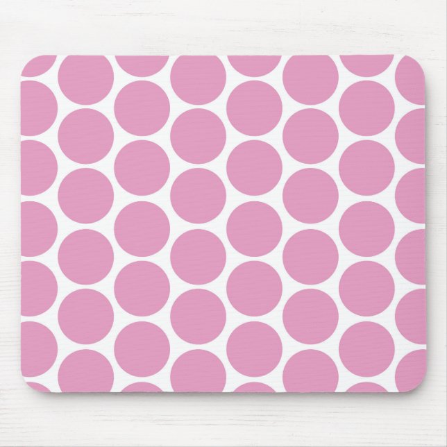 TAPIS DE SOURIS ROSE MODERNE, POIS BLANCS (Devant)