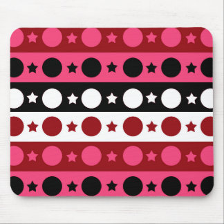 Tapis De Souris Rose noir blanc Cercle Étoiles rayures Design