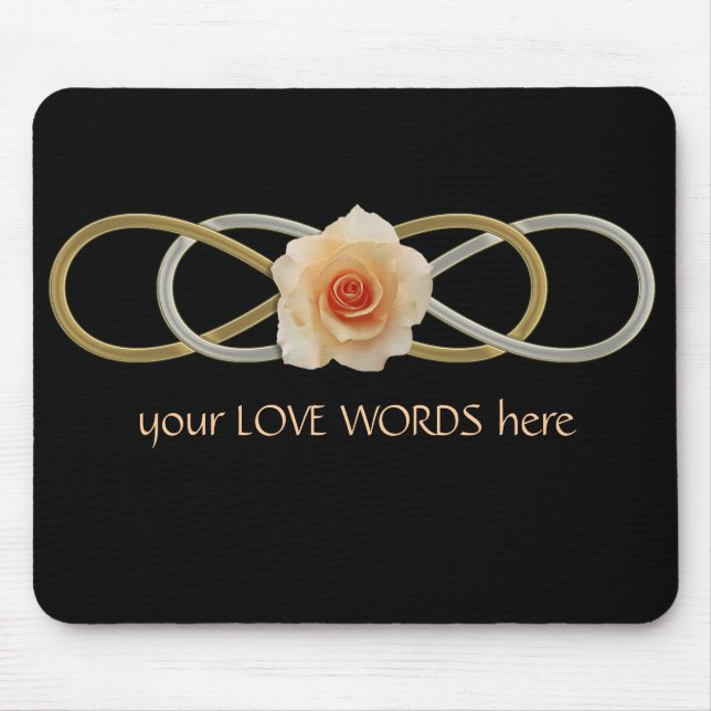 Tapis De Souris Rose or argent double infinité (Devant)