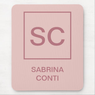 Tapis De Souris Rose or couleur professionnelle simple nom monogra