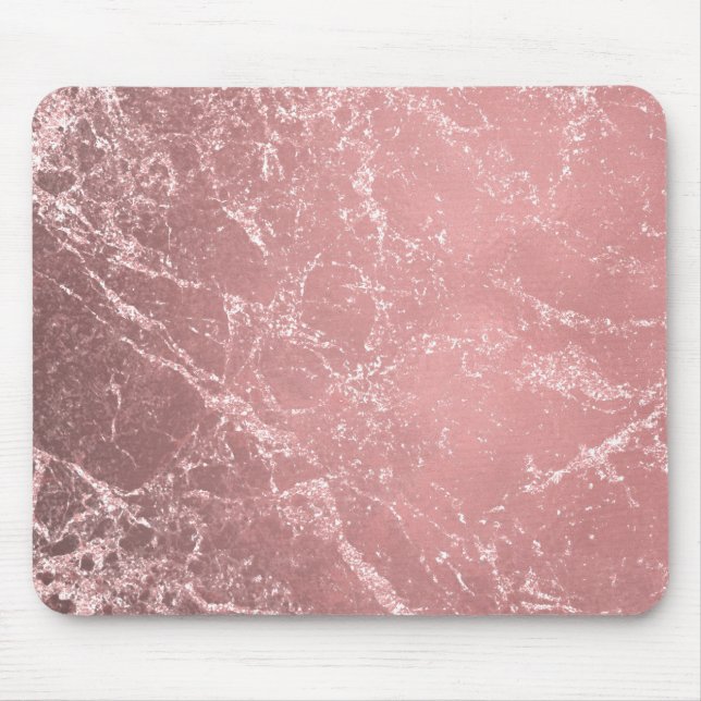 Tapis De Souris Rose Or rose moderne tendance glam marbre chic (Devant)