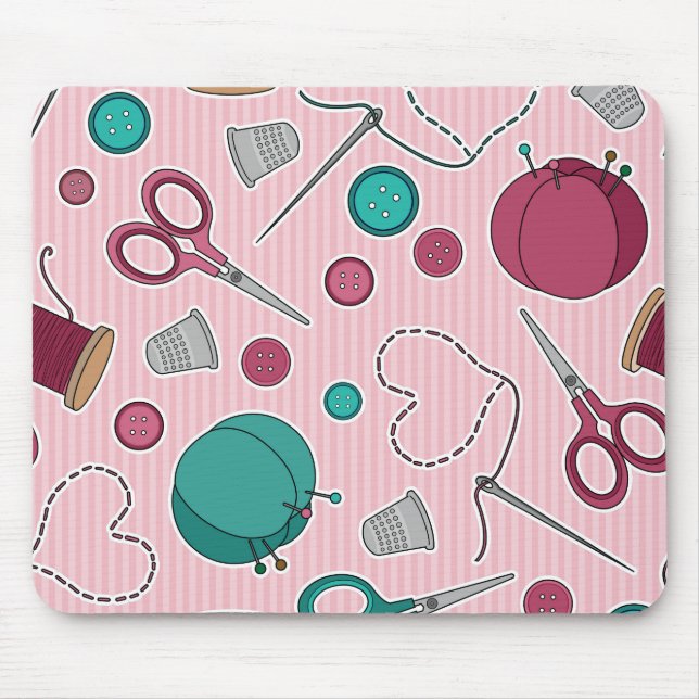 Tapis De Souris Rose orienté de couture mignon de motif (Devant)
