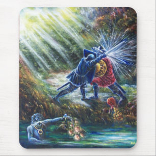 Tapis De Souris ROSE OUBLIÉ combattant les chevaliers, l'argent et