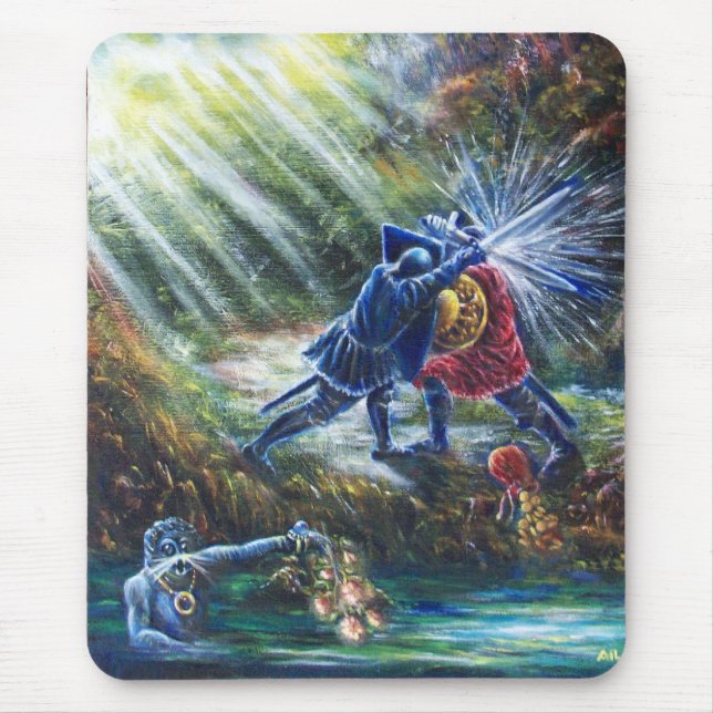 Tapis De Souris ROSE OUBLIÉ combattant les chevaliers, l'argent et (Devant)