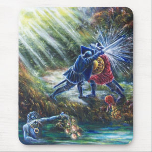 Tapis De Souris ROSE OUBLIÉ combattant les chevaliers, l'argent et