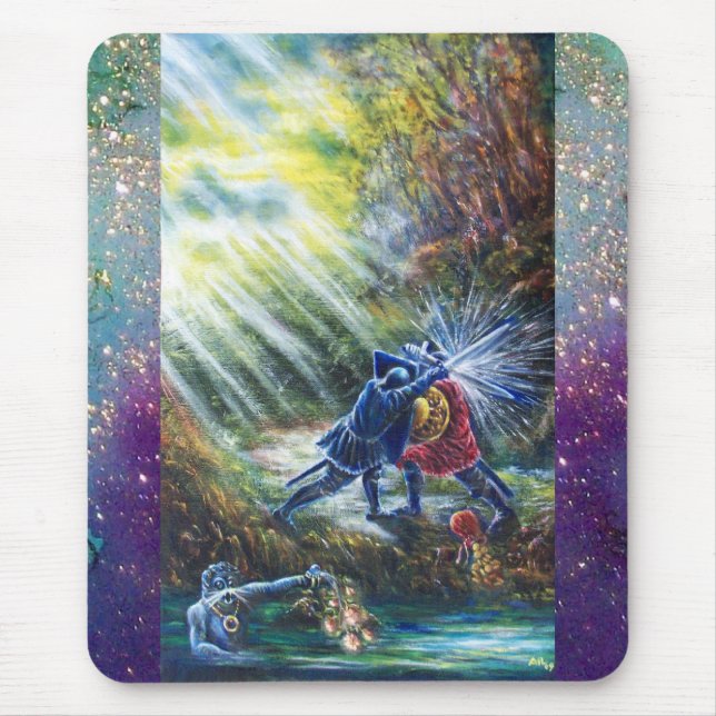 Tapis De Souris ROSE OUBLIÉ combattant les chevaliers, l'argent et (Devant)