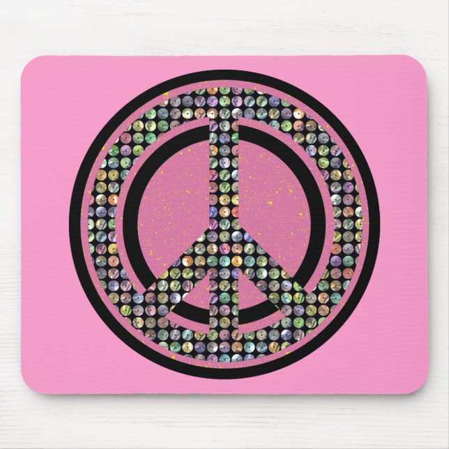 TAPIS DE SOURIS ROSE PAILLETÉ DE PAIX (Devant)