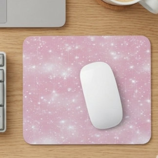 Tapis De Souris Rose Pâle Pastel Pailleté Étoile Brillante Glamour