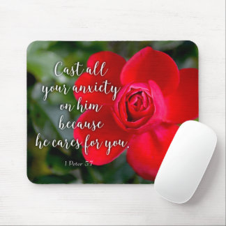 Tapis De Souris Rose Posez toute votre angoisse Bible chrétienne V