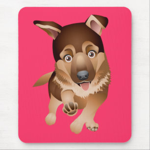 Tapis de souris rose pour chiot berger allemand