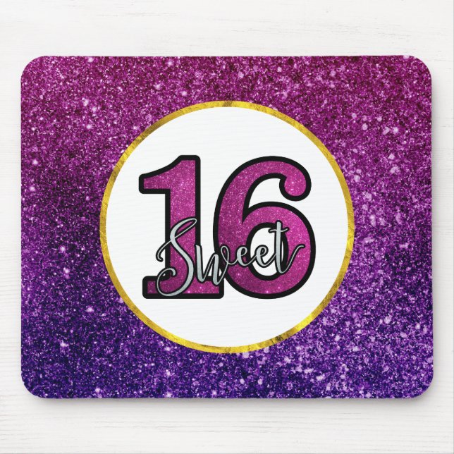 Tapis De Souris Rose & Purple Sweet 16 Parties scintillant étincel (Devant)