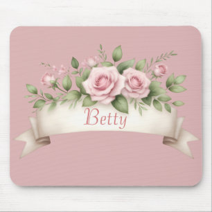 Tapis De Souris Rose rose couleur rose pâle nom personnalisé
