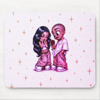 Tapis de souris Rose Rose Couple Chicano Mignon
