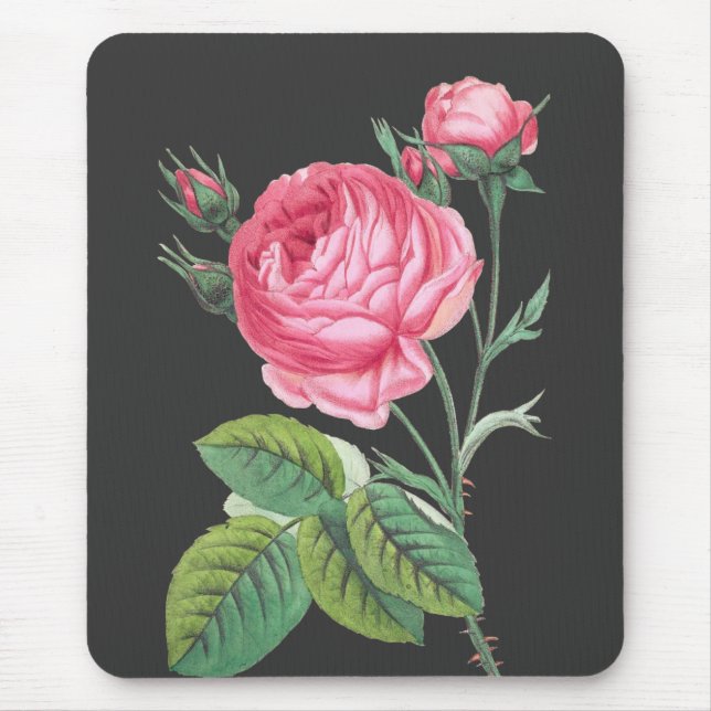 Tapis De Souris Rose rose florale moderne (Devant)