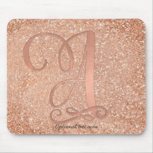 Tapis De Souris Rose Rose Gold Glam Nom initial Lettre A Personnal