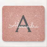 Tapis De Souris Rose Rose Gold Sparkhe Parties scintillant Nom du<br><div class="desc">Blush Pink - Rose Gold and Charcoal Grey (Grey) Éperche Parties scintillant Monogramme Nom Mousepad pour le bureau ou retour à l'école. Ce Mousepad peut être customisé pour inclure votre prénom.</div>