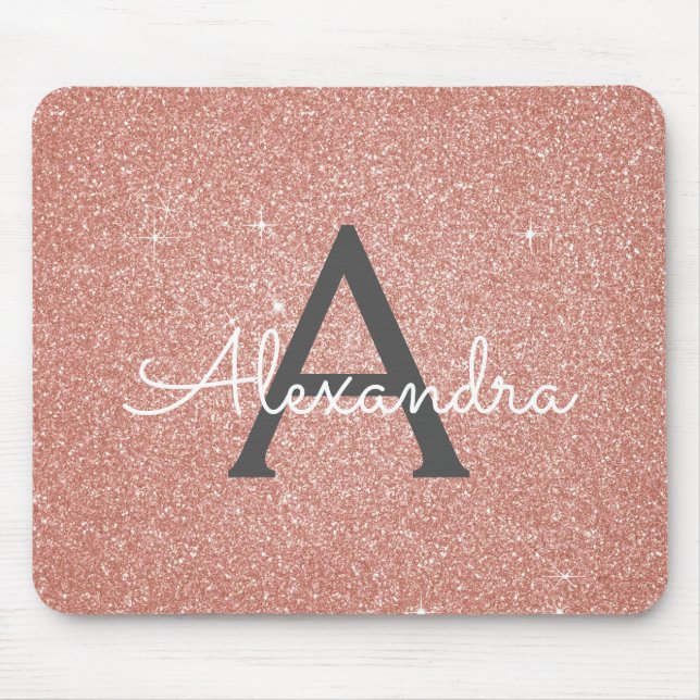 Tapis De Souris Rose Rose Gold Sparkhe Parties scintillant Nom du  (Devant)