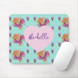 Tapis de souris Rose Roses Rouge Violet floral Aqu