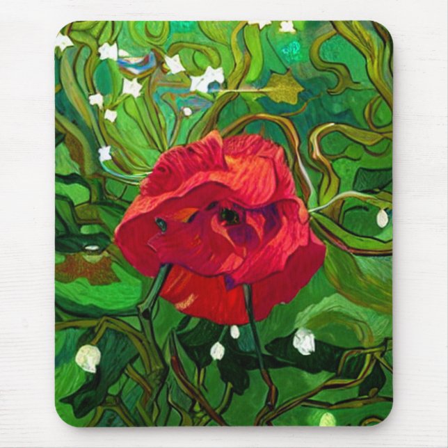 TAPIS DE SOURIS ROSE ROUGE  (Devant)