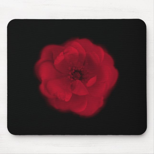 Tapis De Souris Rose rouge. Fond noir (Devant)