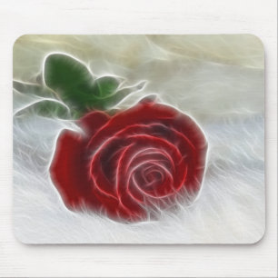 Tapis De Souris Rose rouge fractale sur fourrure